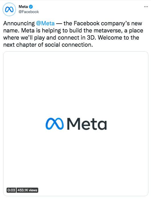 Meta’s announcement on twitter.