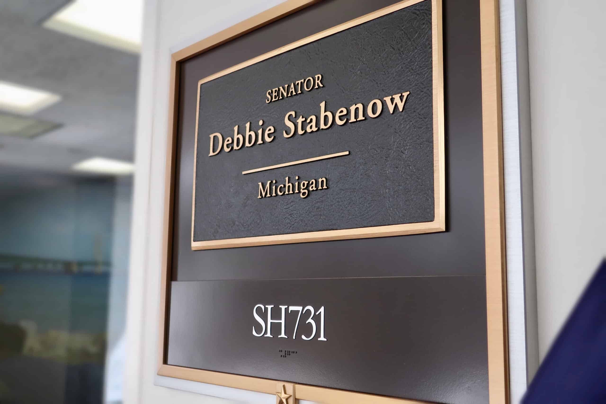 U.S. Senator Debbie Stabenow's office sign